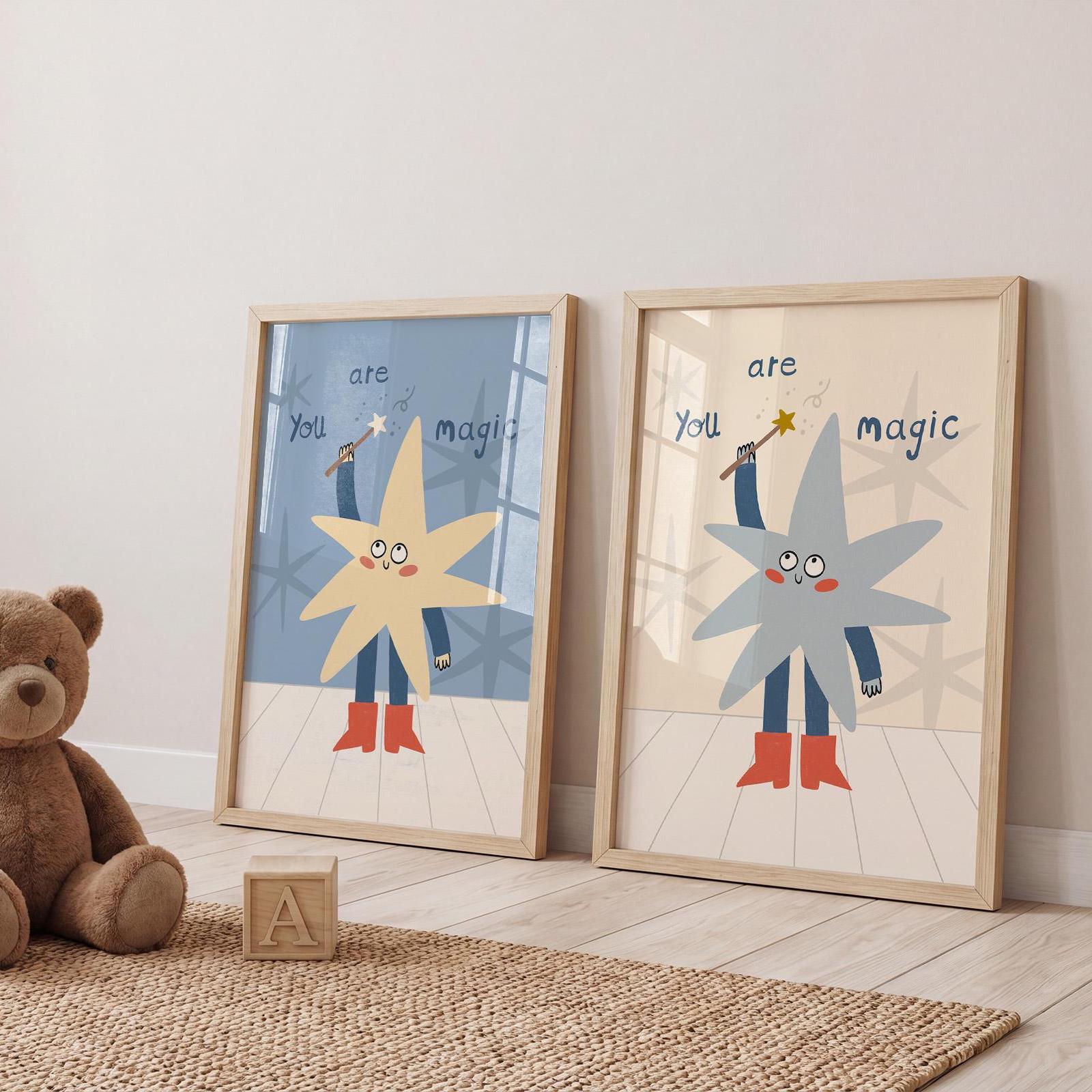 You Are Magic Print, Whimsical Star Kids Wall Art, Nursery Decor, Playroom Poster MR132