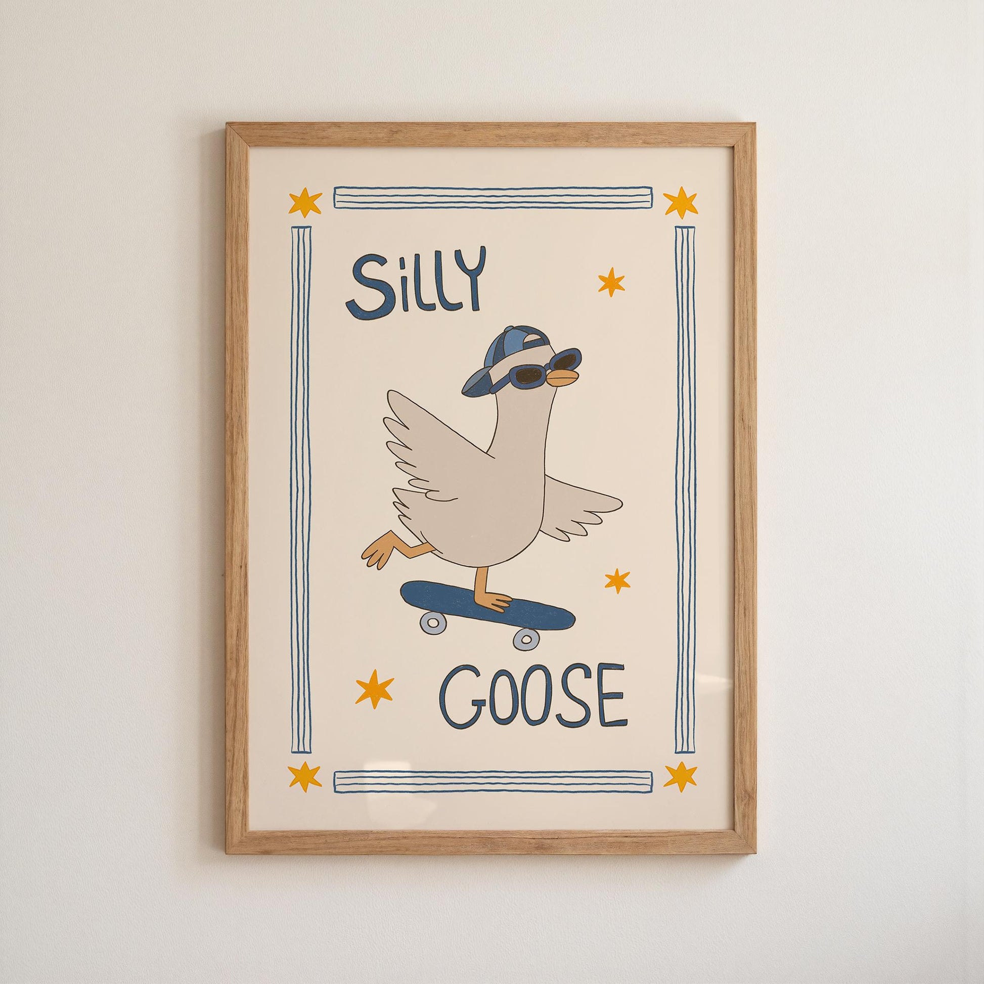 Silly Goose Print, Skateboard Goose Poster, Boy Nursery Decor, Playroom Wall Art (MR124)