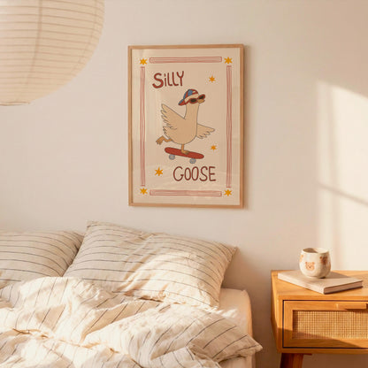 Silly Goose Print, Skateboard Goose Poster, Boy Nursery Decor, Playroom Wall Art (MR124)