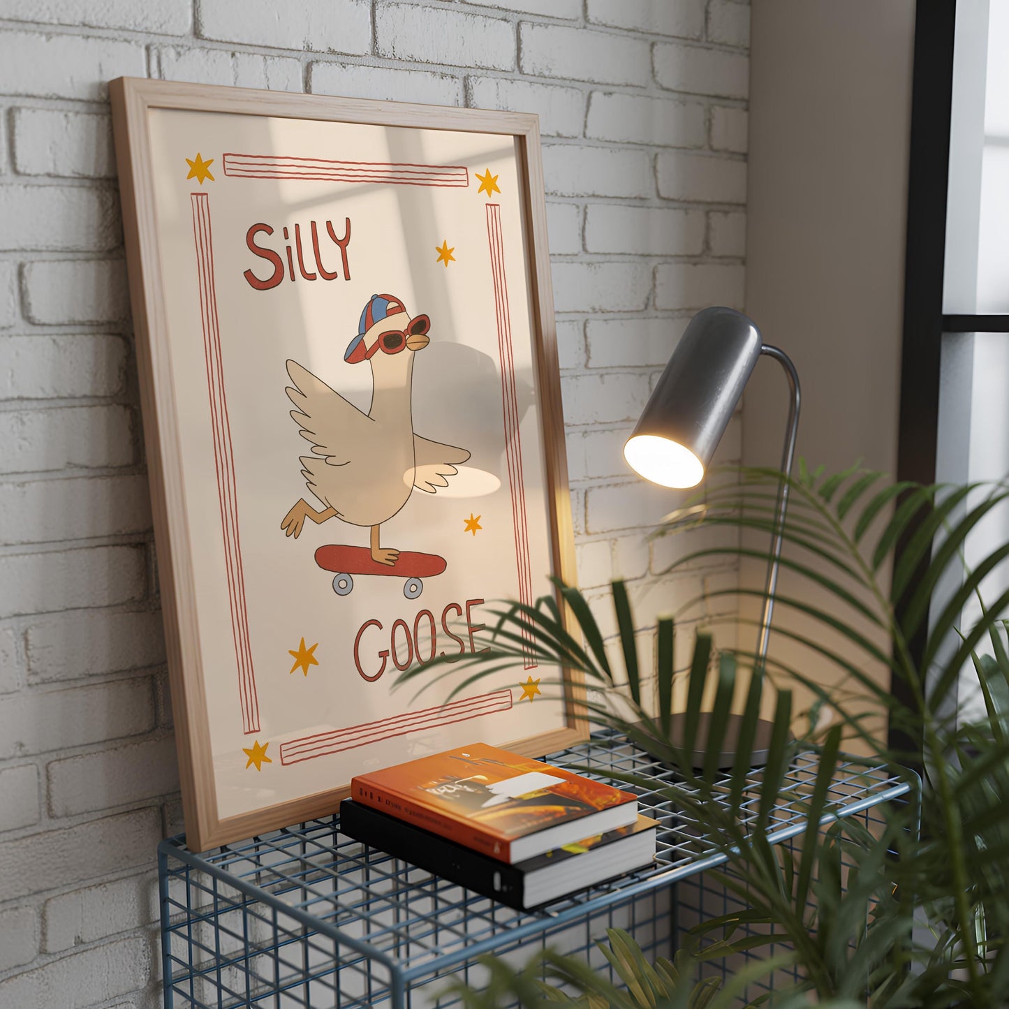 Silly Goose Print, Skateboard Goose Poster, Boy Nursery Decor, Playroom Wall Art (MR124)