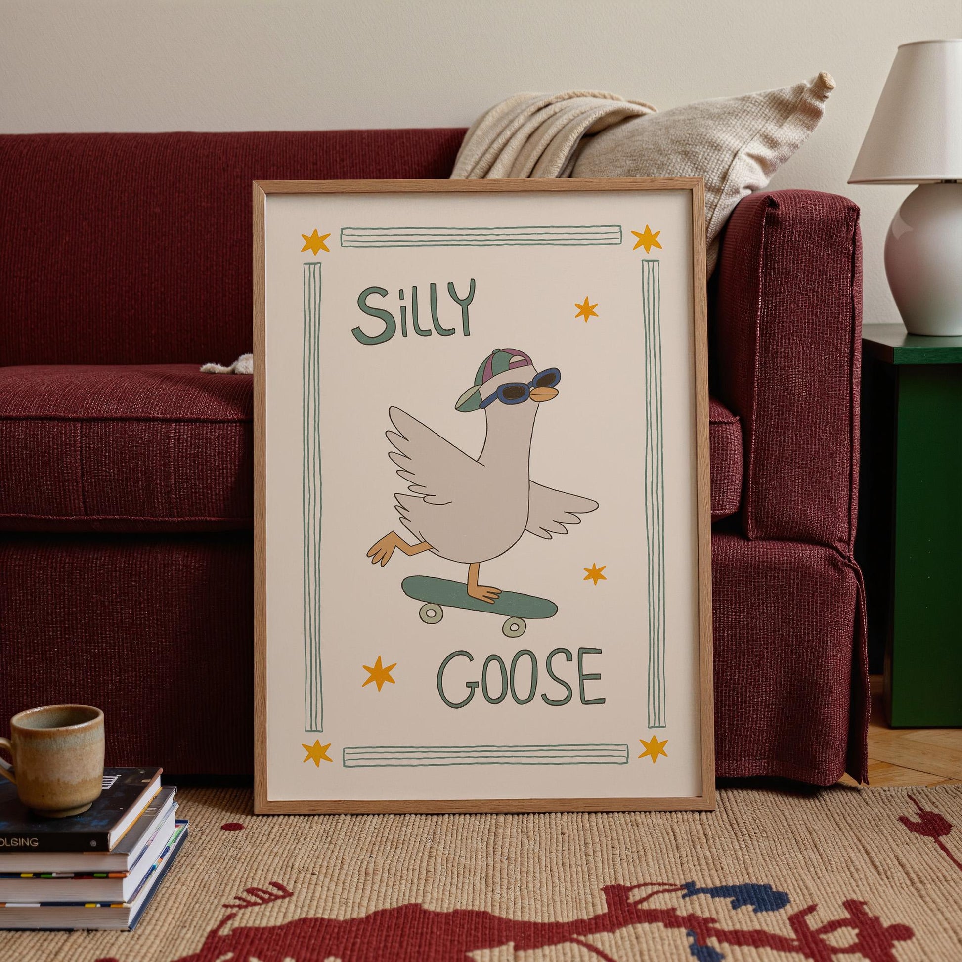 Silly Goose Print, Skateboard Goose Poster, Boy Nursery Decor, Playroom Wall Art (MR124)
