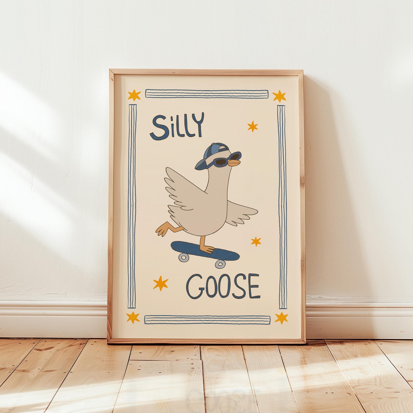 Silly Goose Print, Skateboard Goose Poster, Boy Nursery Decor, Playroom Wall Art (MR124)