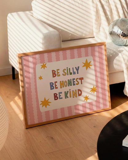 Be Silly Honest Kind Print, Colorful Stars Kids Playroom Poster, Toddler Wall Decor (MR120)