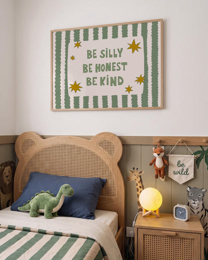 Be Silly Honest Kind Print, Stars Kids Playroom Poster, Toddler Colorful Wall Decor (MR106)
