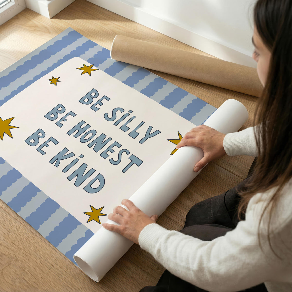 Be Silly Honest Kind Print, Stars Kids Playroom Poster, Toddler Colorful Wall Decor (MR106)