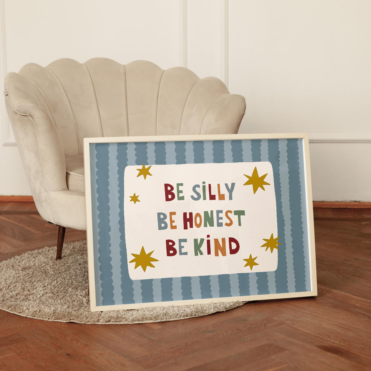 Be Silly Honest Kind Print, Stars Kids Playroom Poster, Toddler Colorful Wall Decor (MR106)