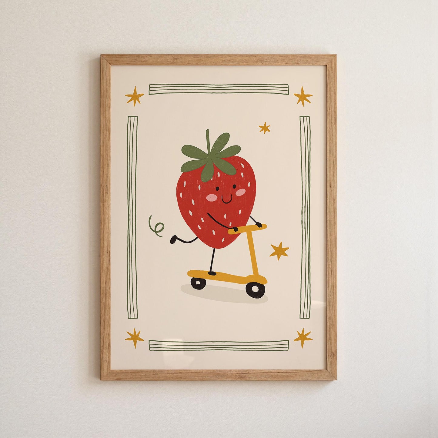 Strawberry Print Fruit Theme Nursery Wall Art Kids Room Poster Playroom Decor (MR125)