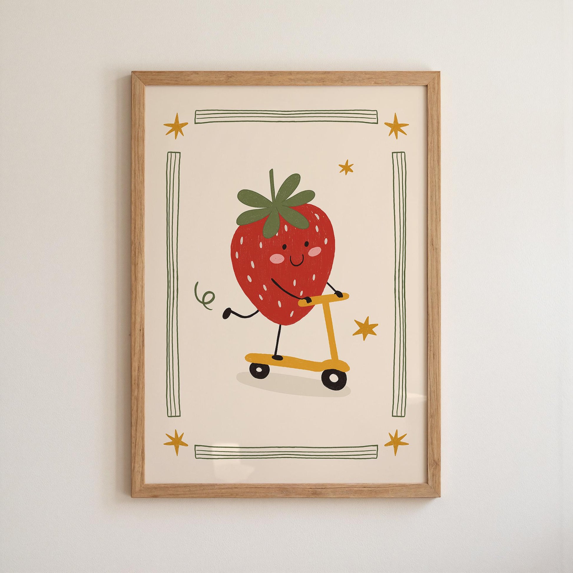 Strawberry Print Fruit Theme Nursery Wall Art Kids Room Poster Playroom Decor (MR125)