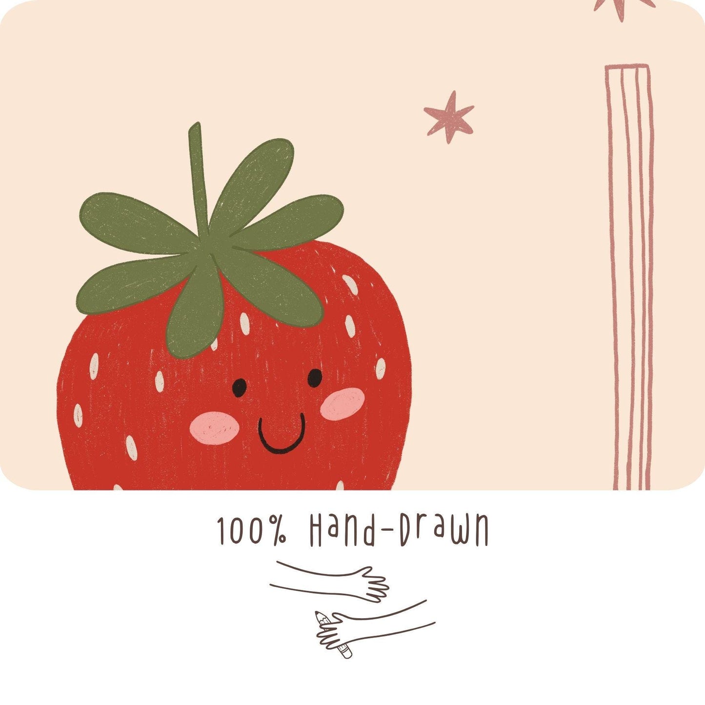 Strawberry Print Fruit Theme Nursery Wall Art Kids Room Poster Playroom Decor (MR125)