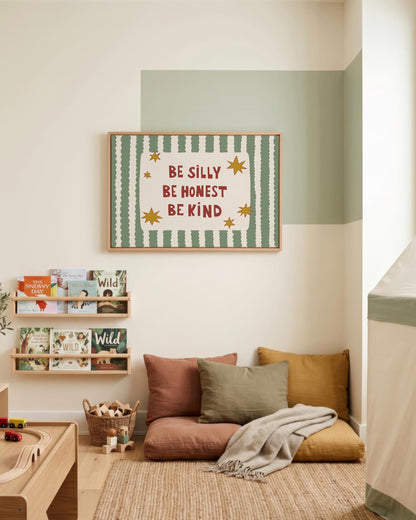 Be Silly Honest Kind Print, Stars Kids Playroom Poster, Toddler Colorful Wall Decor (MR106)