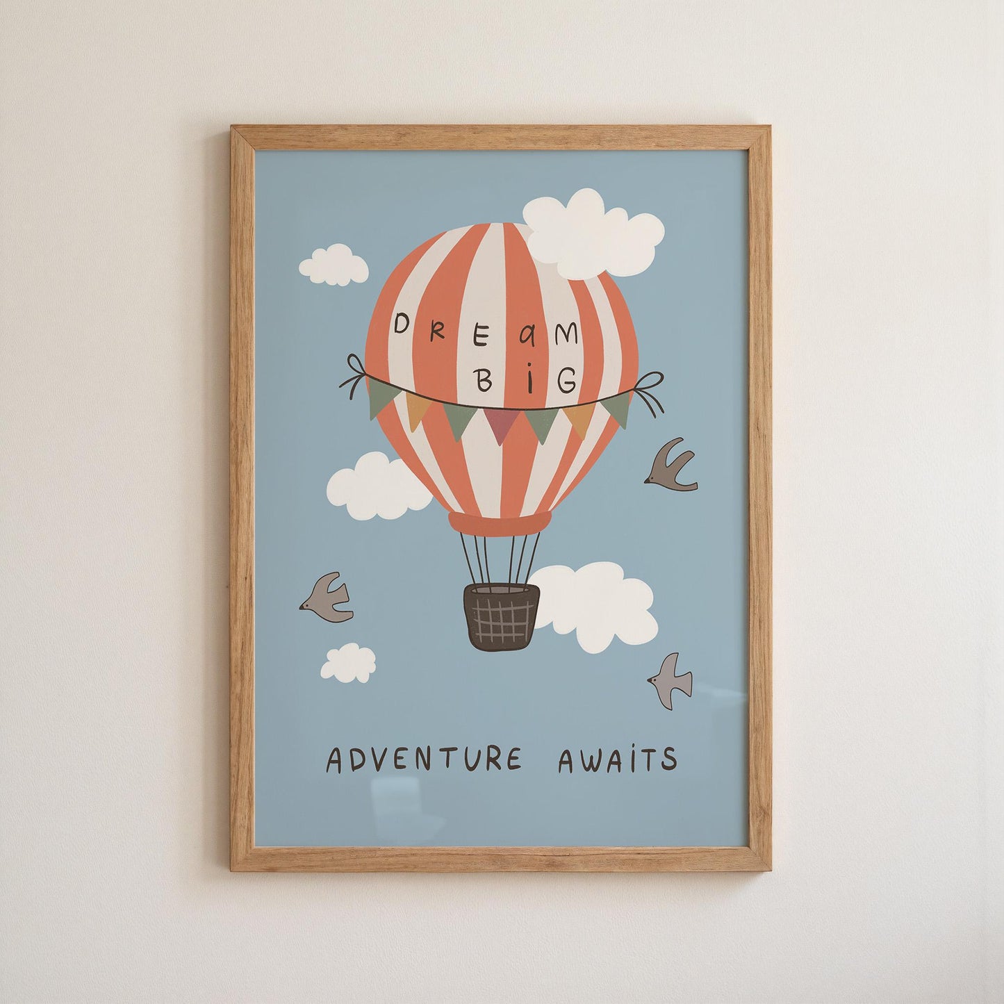 Hot Air Balloon Nursery Print Dream Big Wall Art Kids Room Playroom Decor (MR133)
