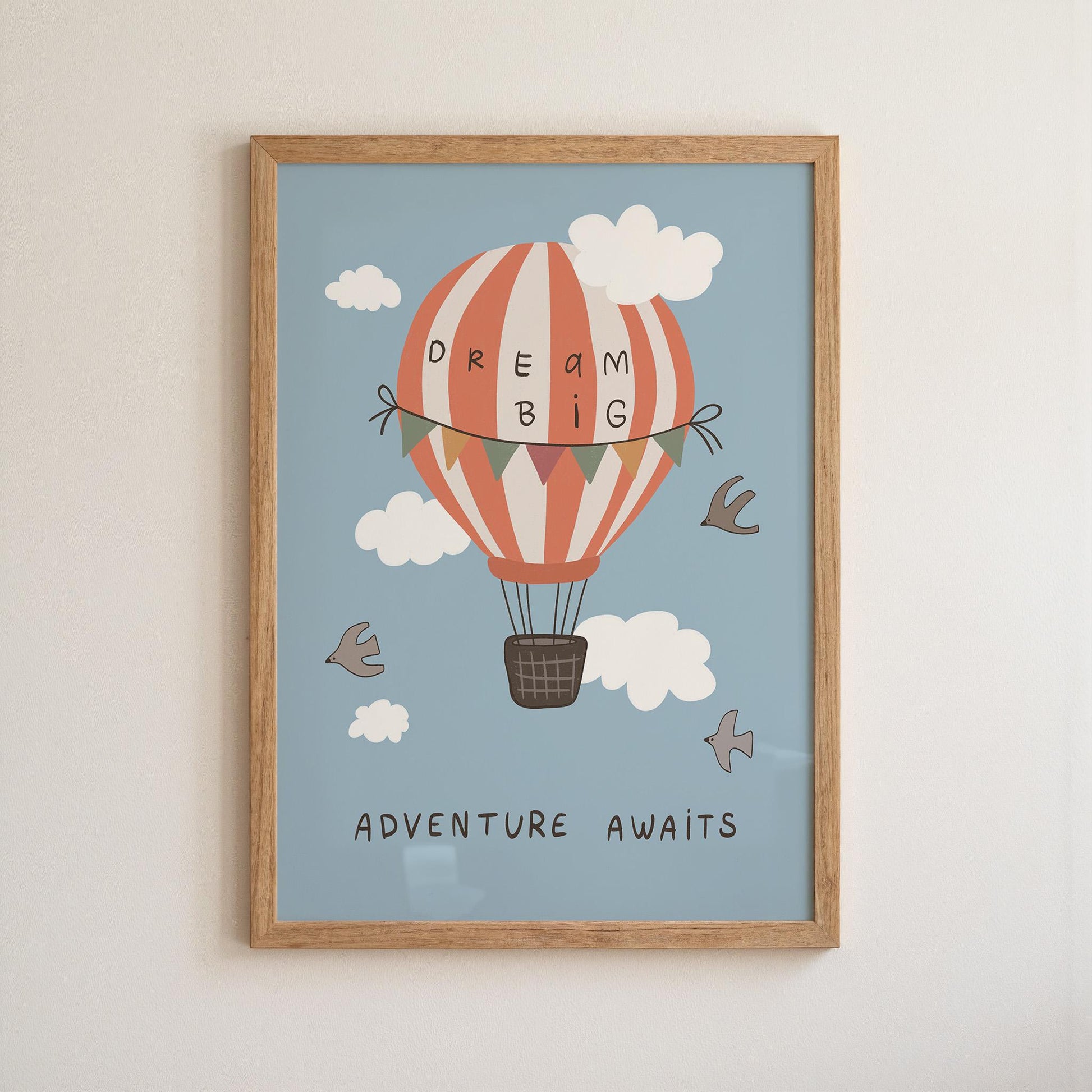 Hot Air Balloon Nursery Print Dream Big Wall Art Kids Room Playroom Decor (MR133)