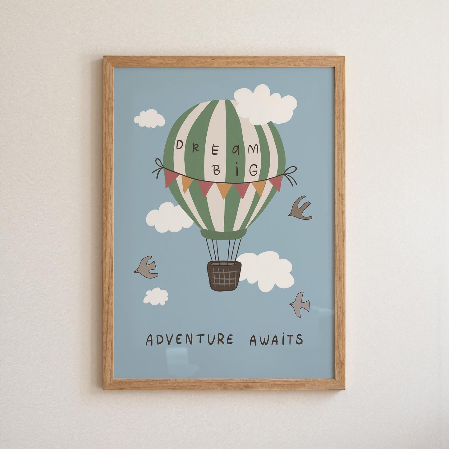 Hot Air Balloon Nursery Print Dream Big Wall Art Kids Room Playroom Decor (MR133)