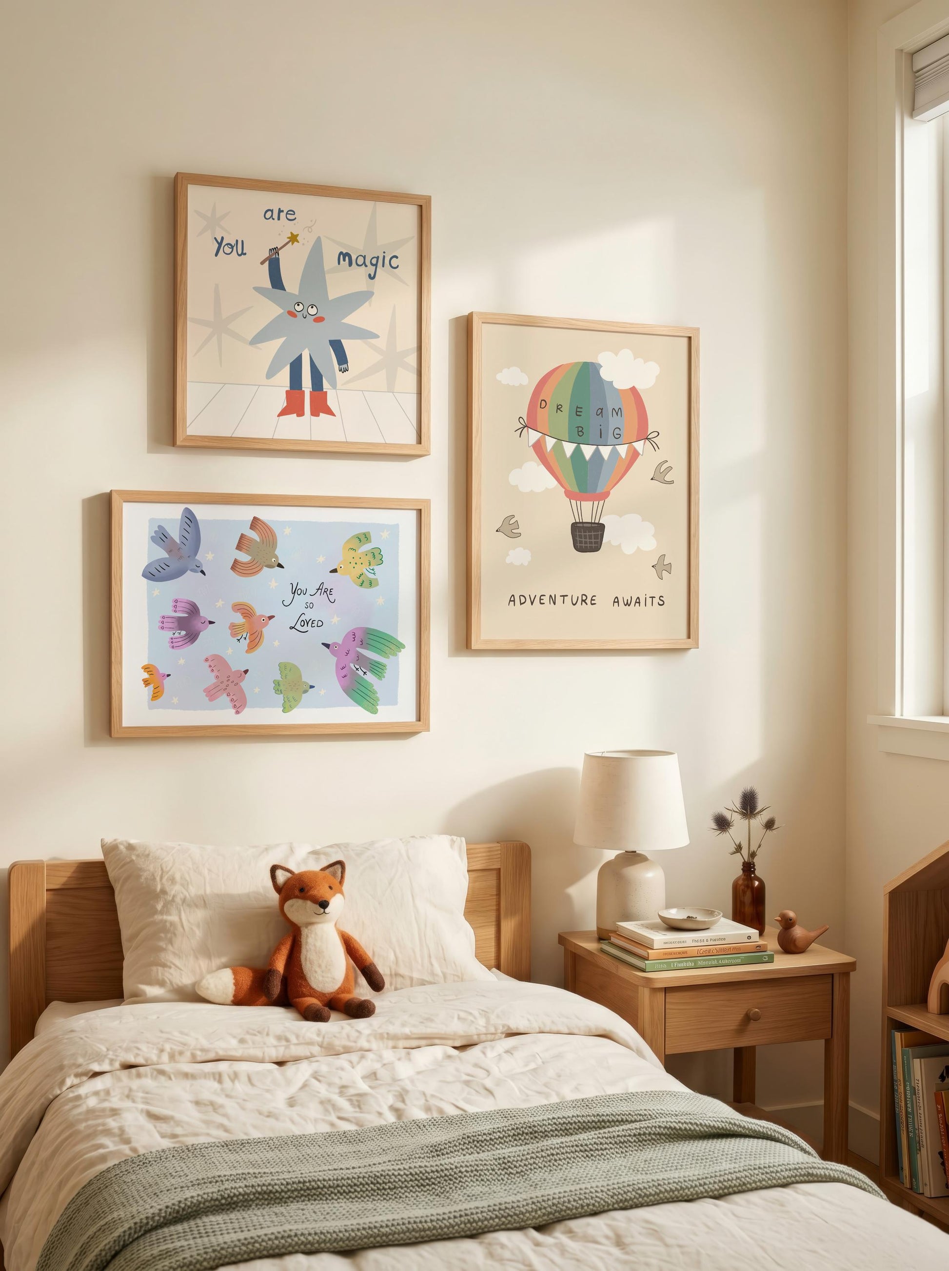 Hot Air Balloon Nursery Print Dream Big Wall Art Kids Room Playroom Decor (MR133)