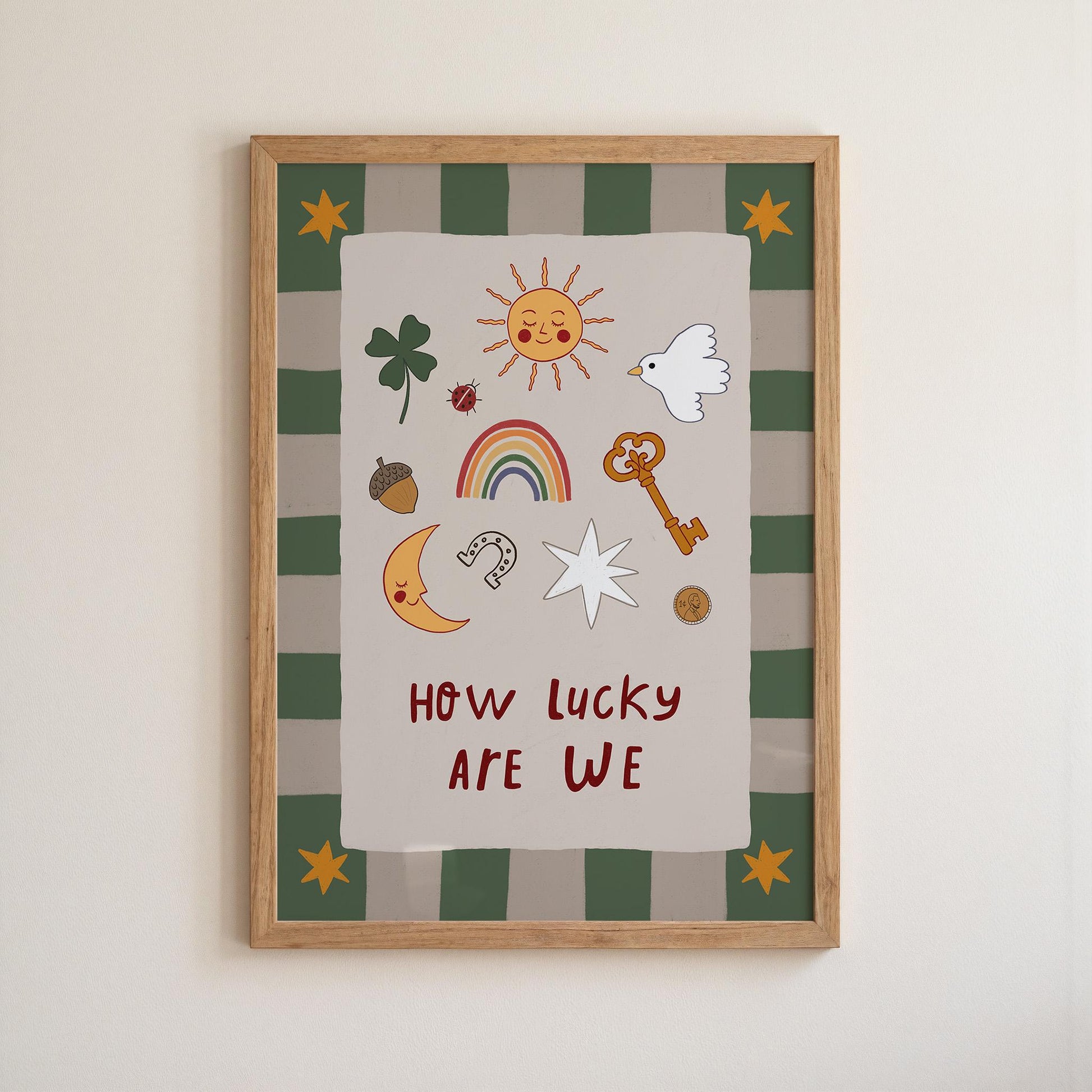How Lucky Are We Print Nursery Wall Art Playroom Decor Kids Room Art (MR127)