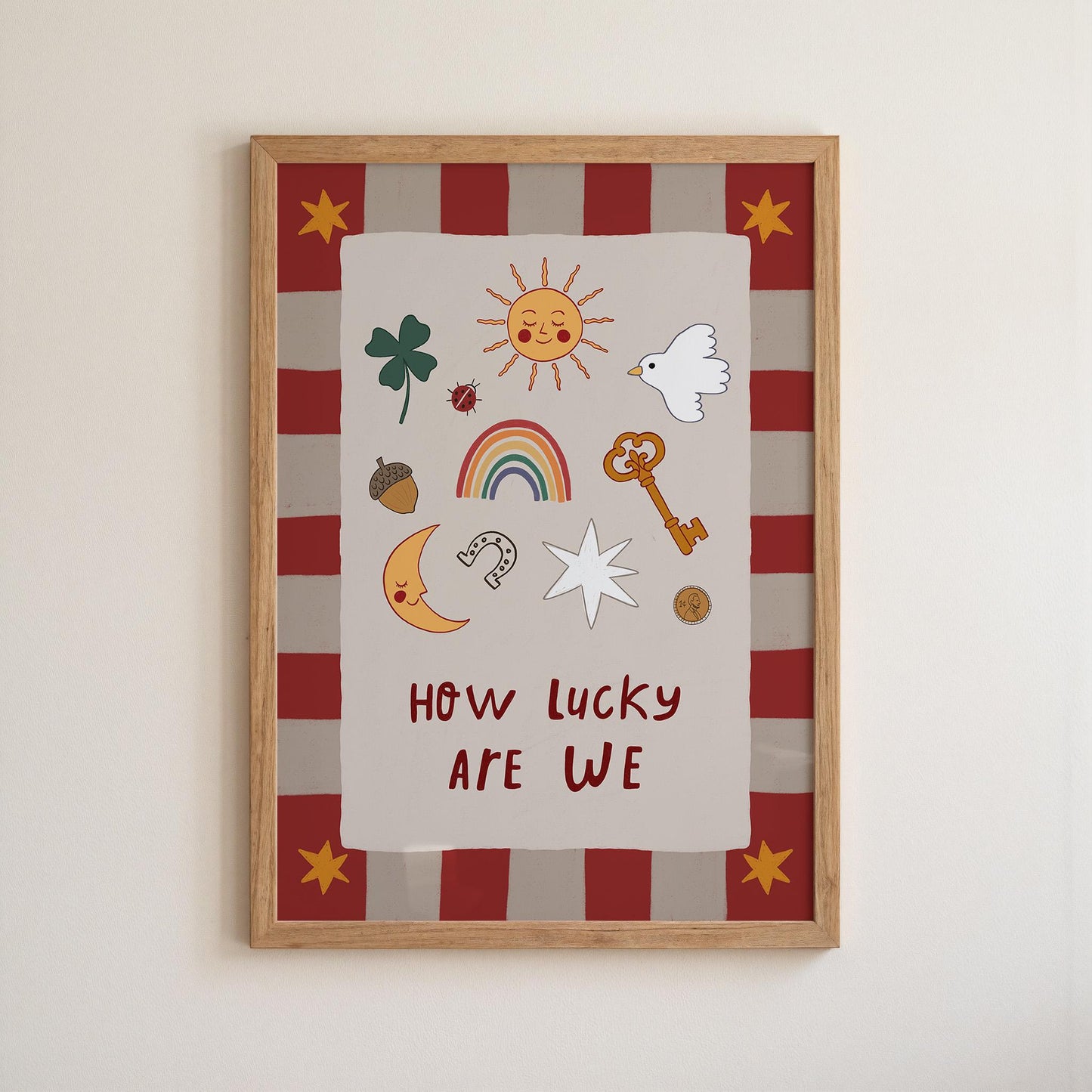How Lucky Are We Print Nursery Wall Art Playroom Decor Kids Room Art (MR127)