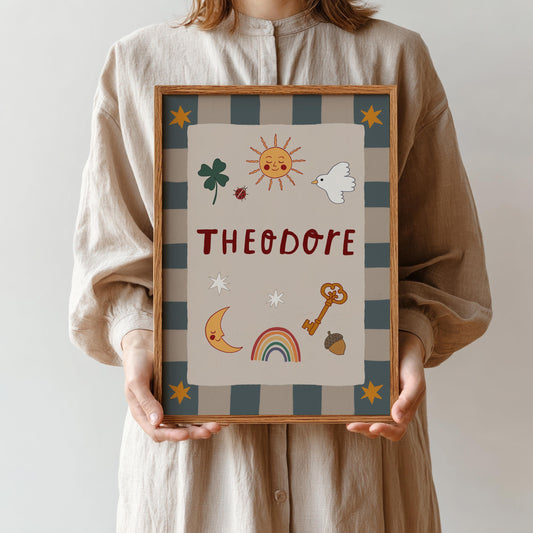 Personalized Name Print, Baby Name Sign, Nursery Wall Art, Kids Room Decor MR135