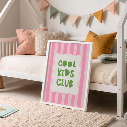 Cool Kids Club Print, Striped Kids Room Poster, Playroom Wall Decor MR32