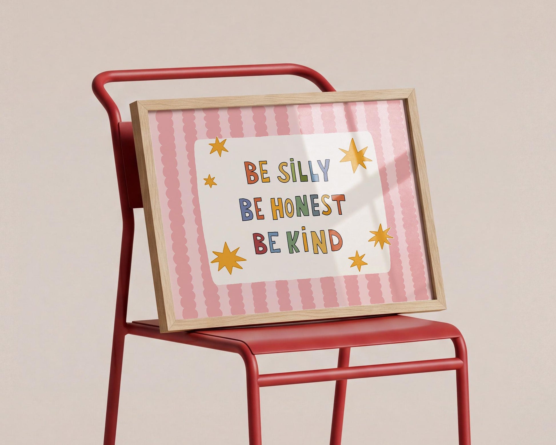 Be Silly Honest Kind Print, Colorful Stars Kids Playroom Poster, Toddler Wall Decor (MR120)