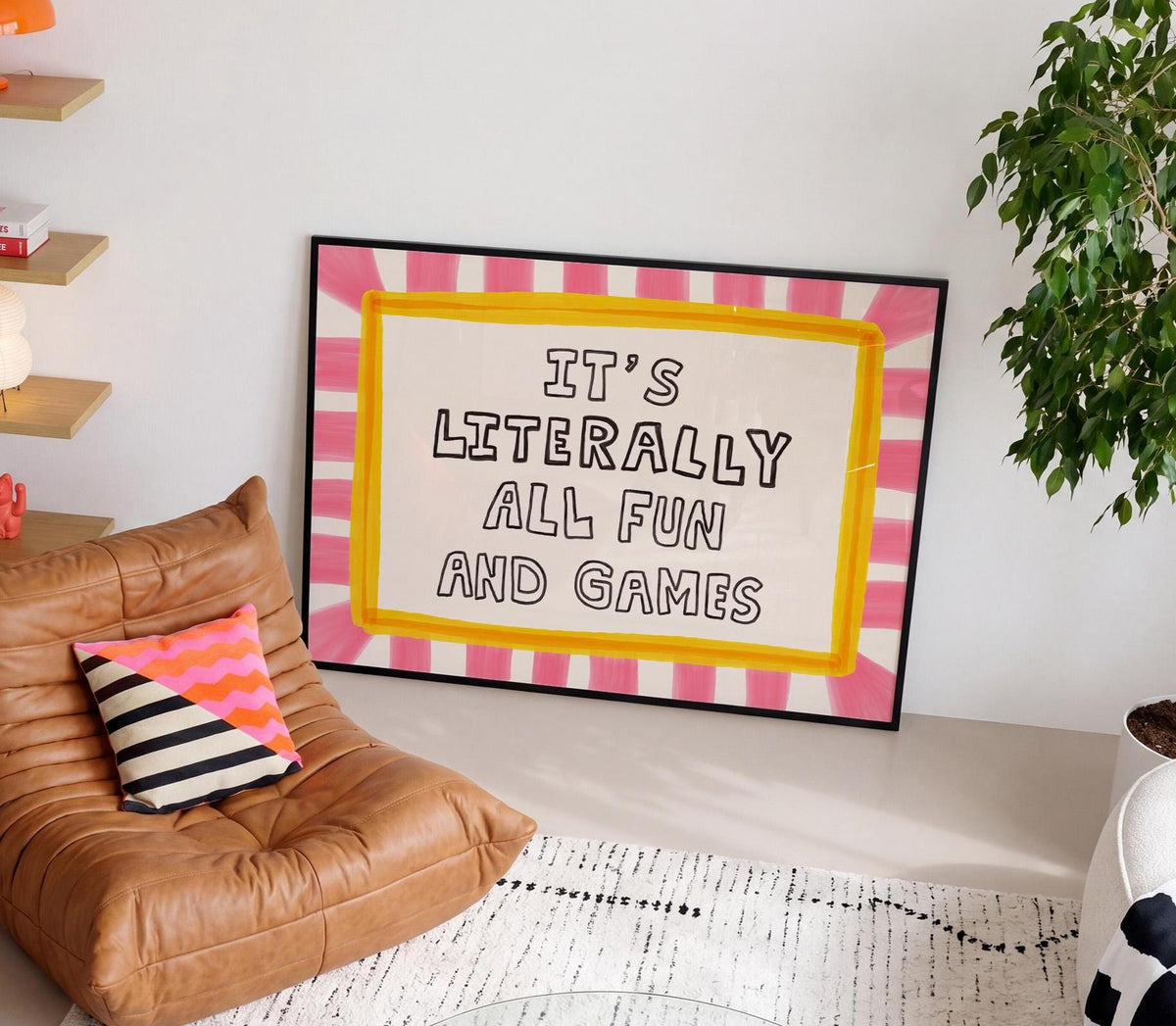 It’s Literally All Fun And Games Print, Dopamine Decor Playful Typography Wall Art MR76