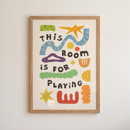 This Room Is For Playing, Playroom Wall Art, Kids Poster, Nursery Decor (MR134)