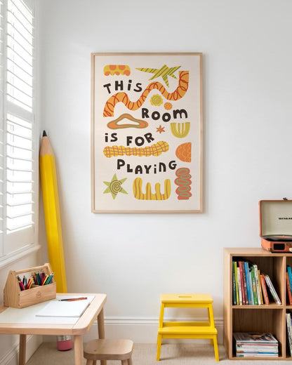 This Room Is For Playing, Playroom Wall Art, Kids Poster, Nursery Decor (MR134)
