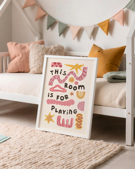 This Room Is For Playing, Playroom Wall Art, Kids Poster, Nursery Decor (MR134)