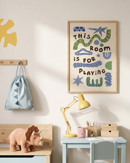 This Room Is For Playing, Playroom Wall Art, Kids Poster, Nursery Decor (MR134)