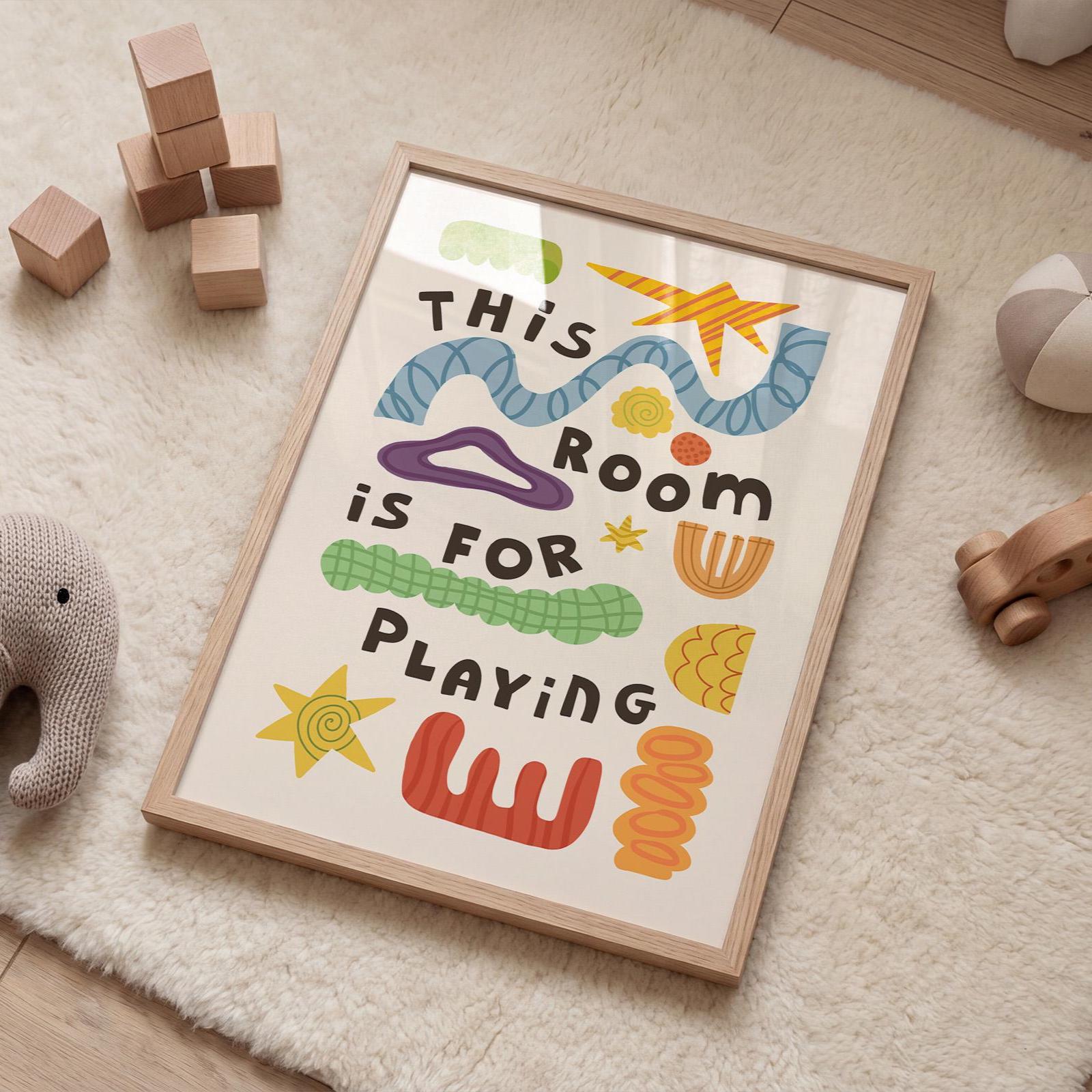This Room Is For Playing, Playroom Wall Art, Kids Poster, Nursery Decor (MR134)