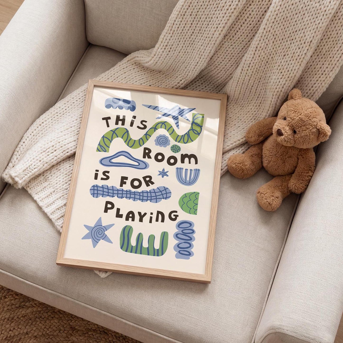 This Room Is For Playing, Playroom Wall Art, Kids Poster, Nursery Decor (MR134)