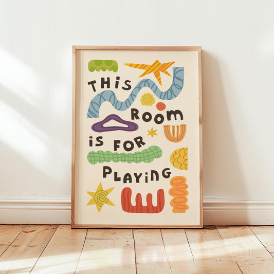 This Room Is For Playing, Playroom Wall Art, Kids Poster, Nursery Decor (MR134)
