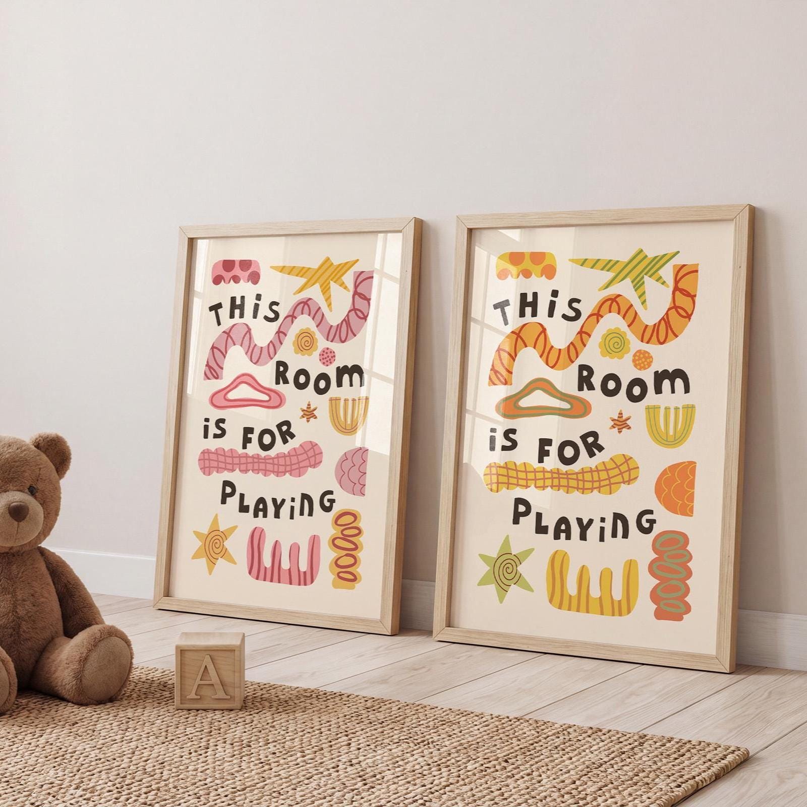 This Room Is For Playing, Playroom Wall Art, Kids Poster, Nursery Decor (MR134)