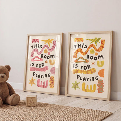 This Room Is For Playing, Playroom Wall Art, Kids Poster, Nursery Decor (MR134)