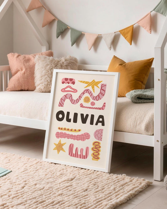 Custom Name Poster, Personalized Kids Wall Art, Baby Nursery Sign, Playroom Decor MR136