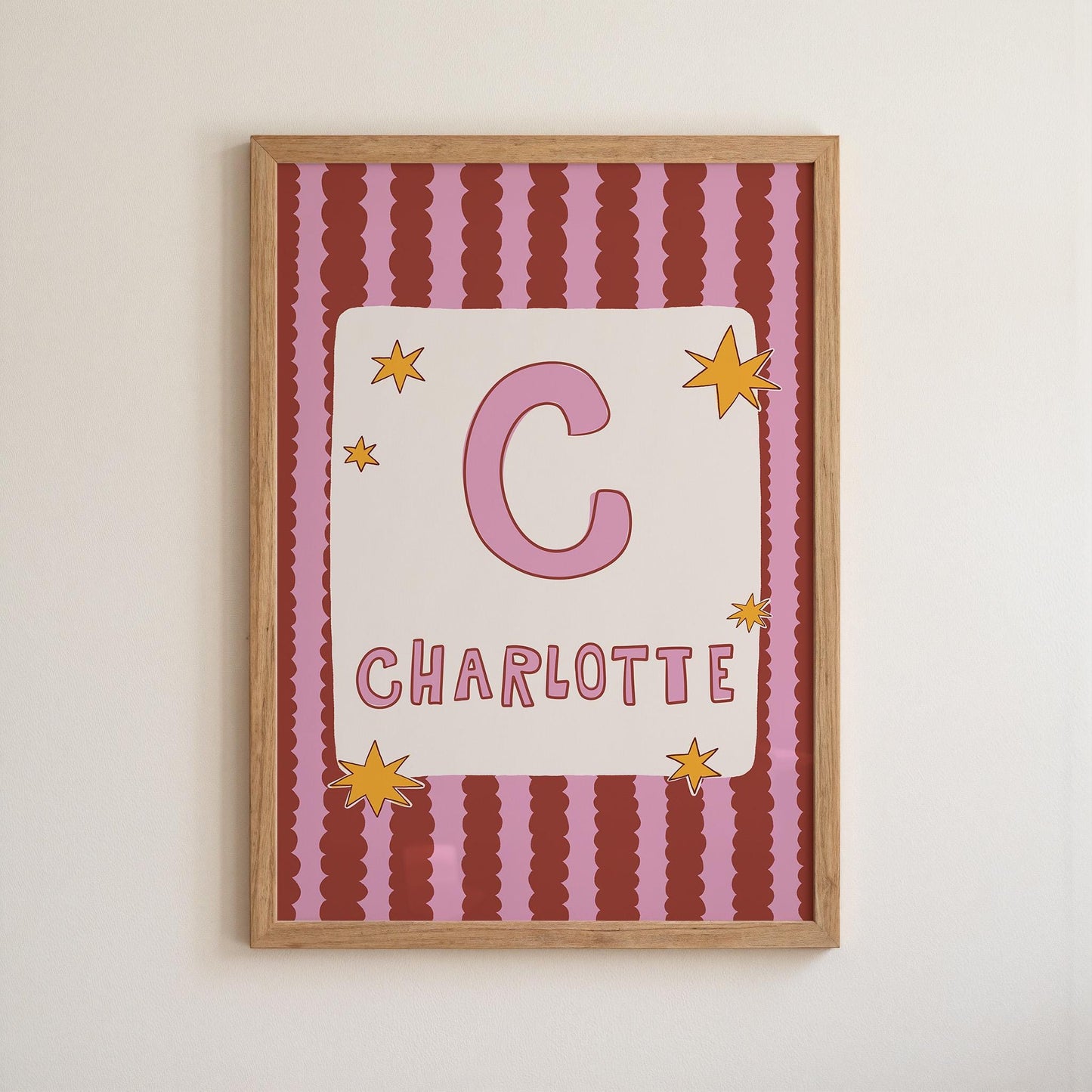 Custom Name Wall Art, Initial Name Poster, Colorful Kids Nursery and Playroom Decor MR137
