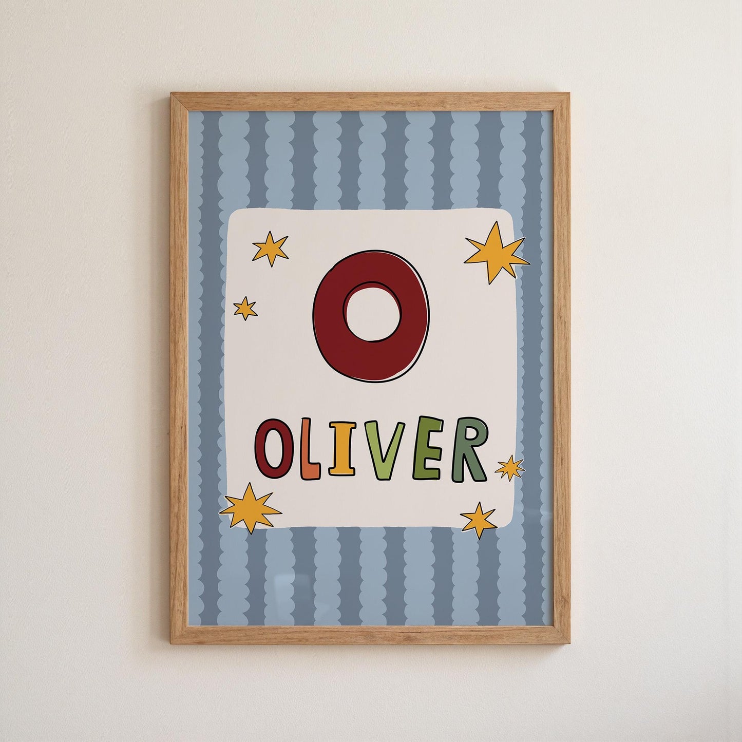 Custom Name Wall Art, Initial Name Poster, Colorful Kids Nursery and Playroom Decor MR137