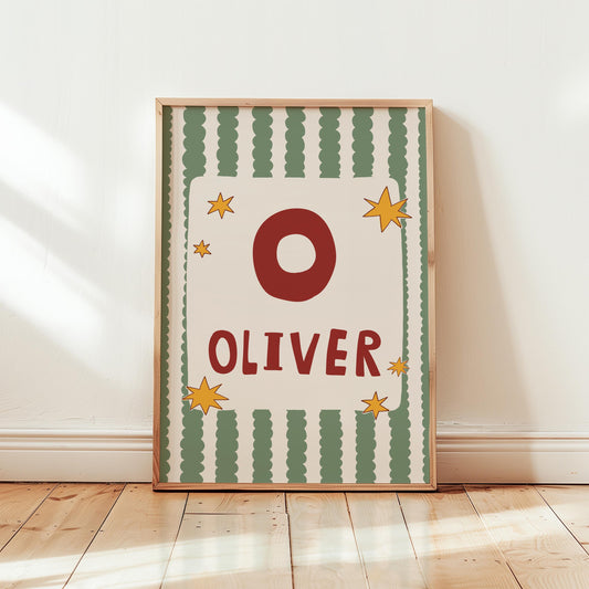 Custom Name Wall Art, Initial Name Poster, Colorful Kids Nursery and Playroom Decor MR137