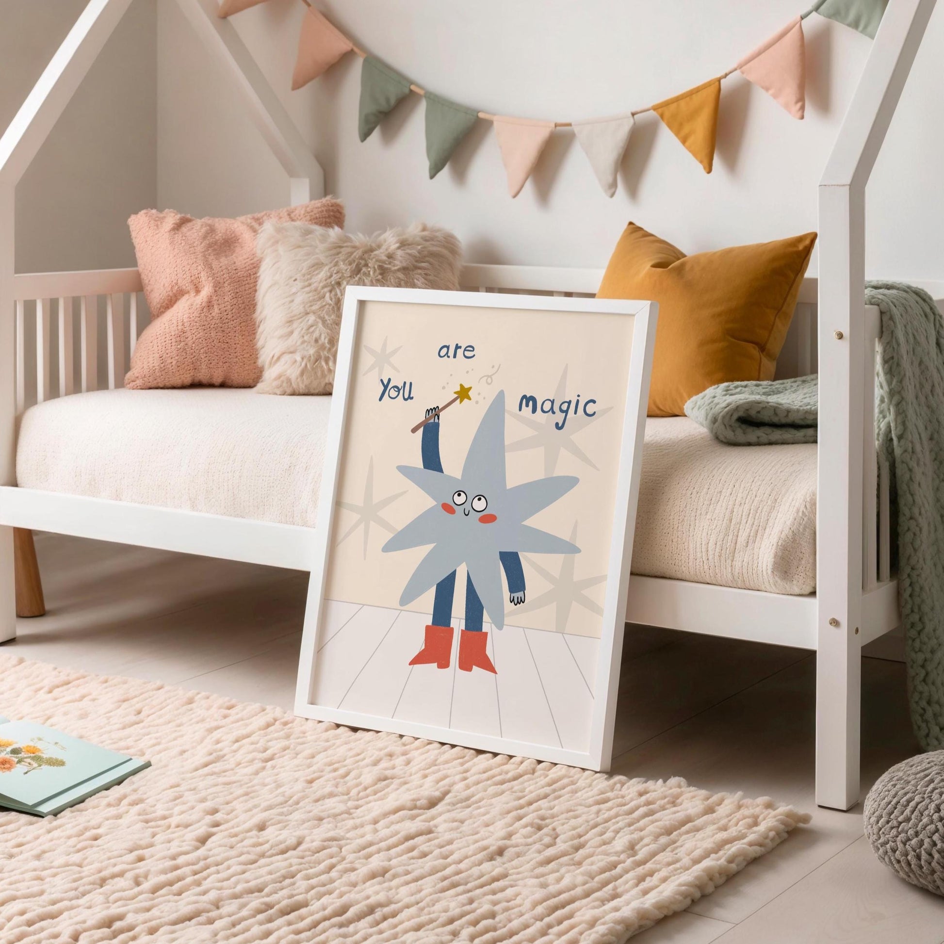 You Are Magic Print, Whimsical Star Kids Wall Art, Nursery Decor, Playroom Poster MR132