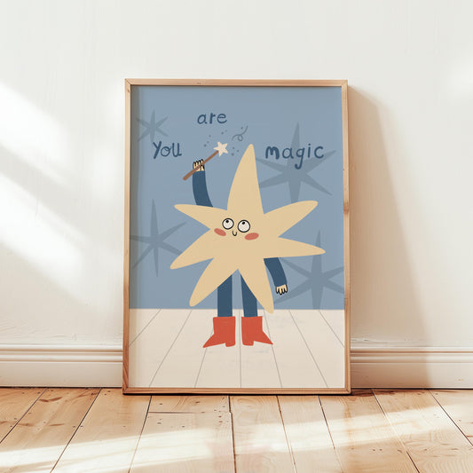 You Are Magic Print, Whimsical Star Kids Wall Art, Nursery Decor, Playroom Poster MR132