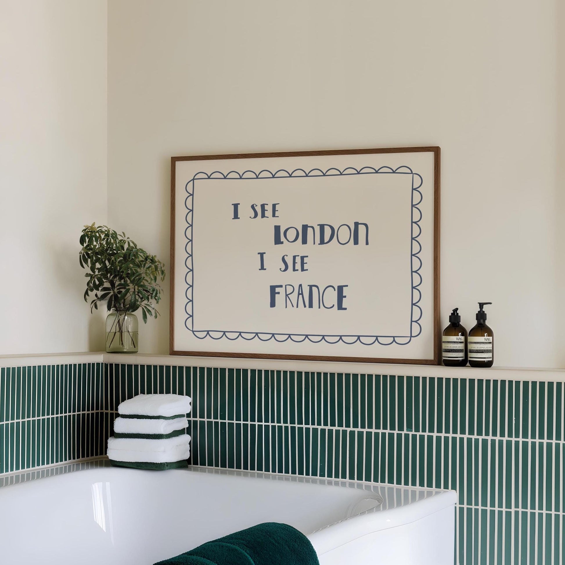 I See London I See France Bathroom Wall Art, Funny Retro Bathroom Print, Unframed (MR131)