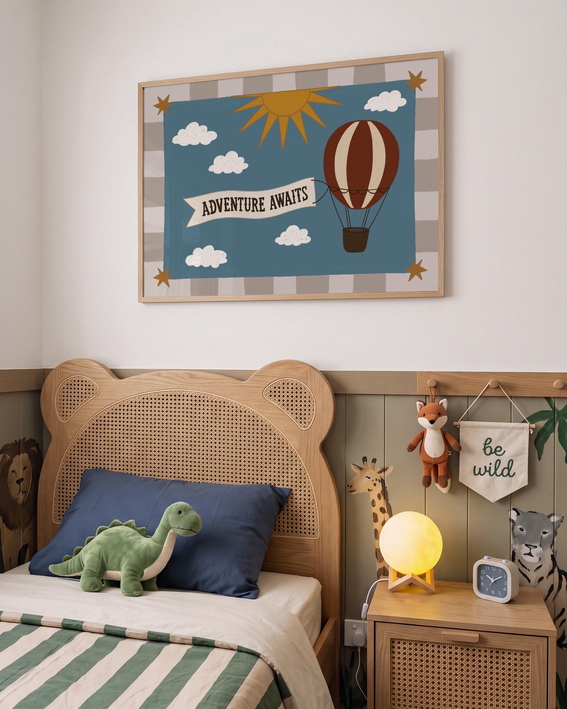 Hot Air Balloon Nursery Print, Whimsical Kids Wall Art, Adventure Awaits, Unframed (MR130)