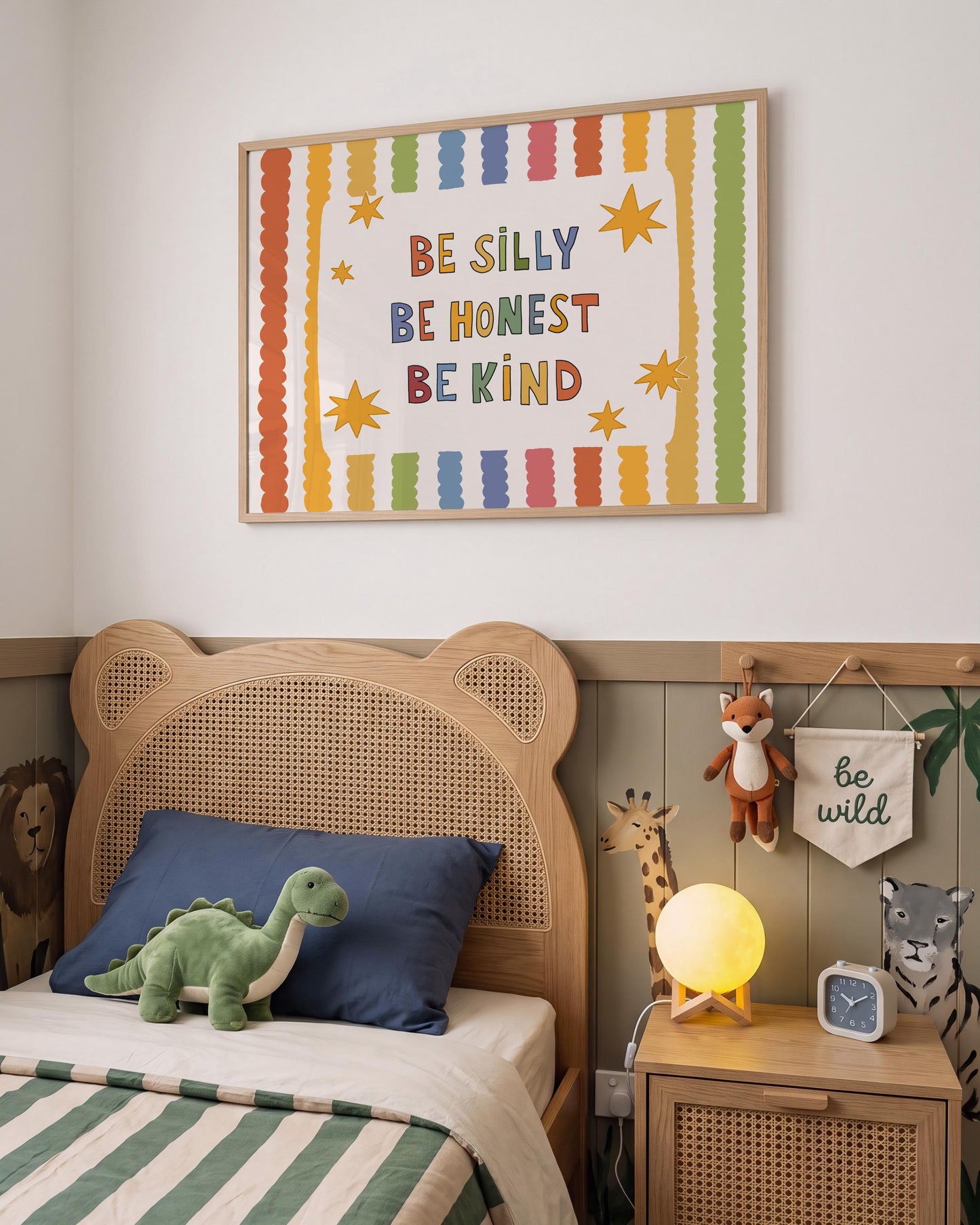 Be Silly Honest Kind Print, Colorful Stars Kids Playroom Poster, Toddler Wall Decor (MR120)