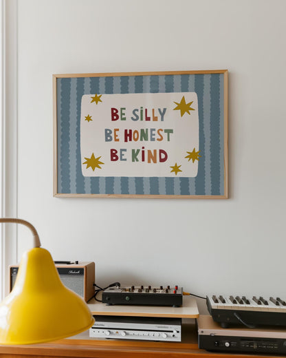 Be Silly Honest Kind Print, Stars Kids Playroom Poster, Toddler Colorful Wall Decor (MR106)