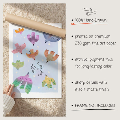 You Are So Loved Nursery Wall Art, Children's Bedroom Poster, Playroom Decor (MR70)