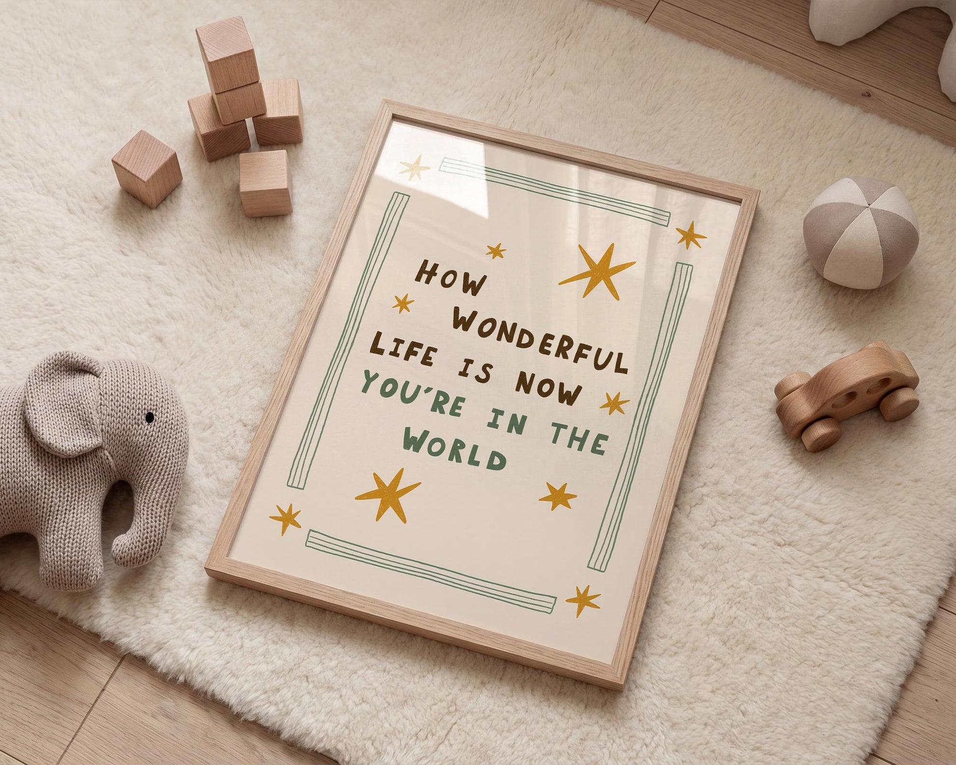 How Wonderful Life Is Now You’re in the World Print, Nursery Wall Art, Playroom Decor (MR138)