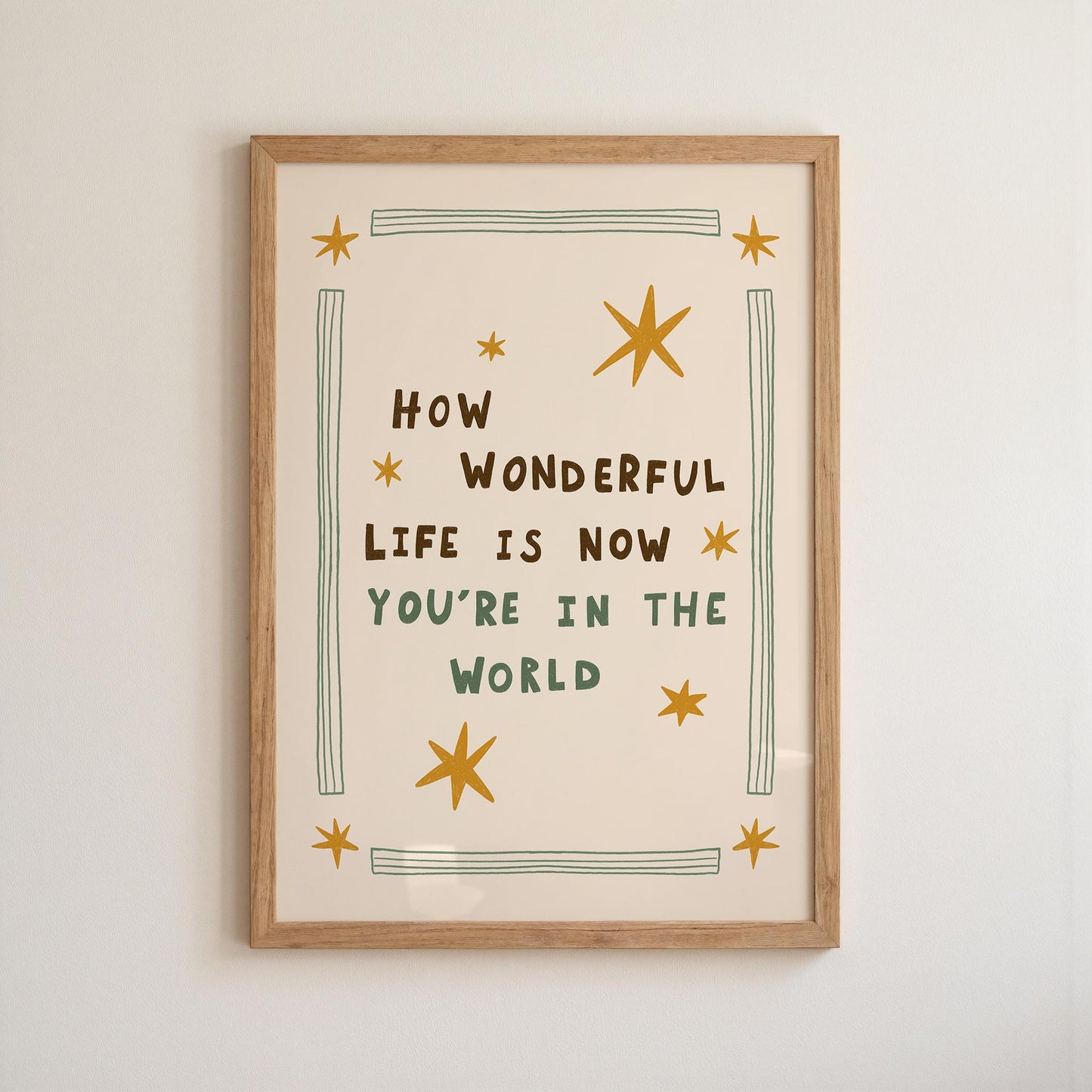 How Wonderful Life Is Now You’re in the World Print, Nursery Wall Art, Playroom Decor (MR138)
