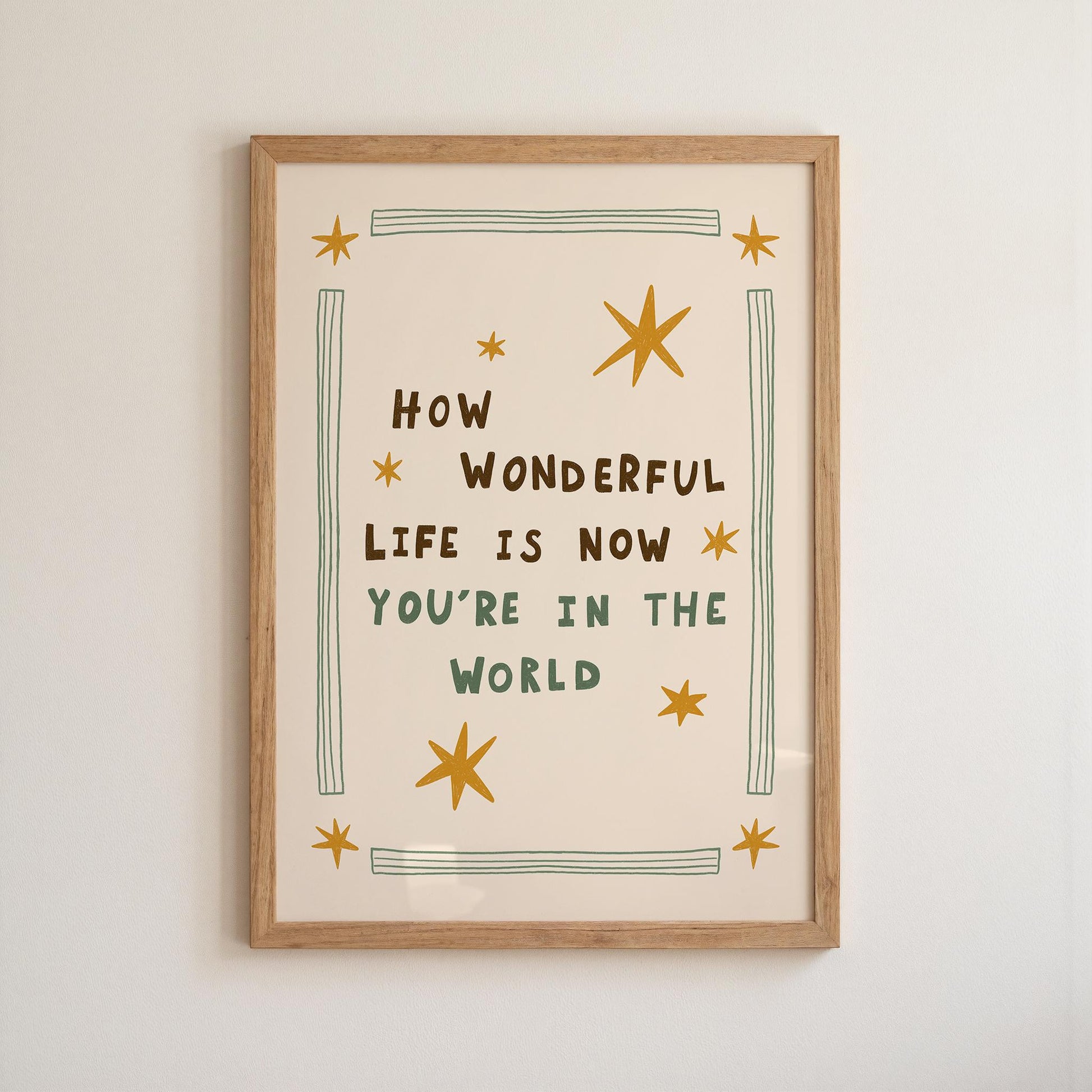 How Wonderful Life Is Now You’re in the World Print, Nursery Wall Art, Playroom Decor (MR138)