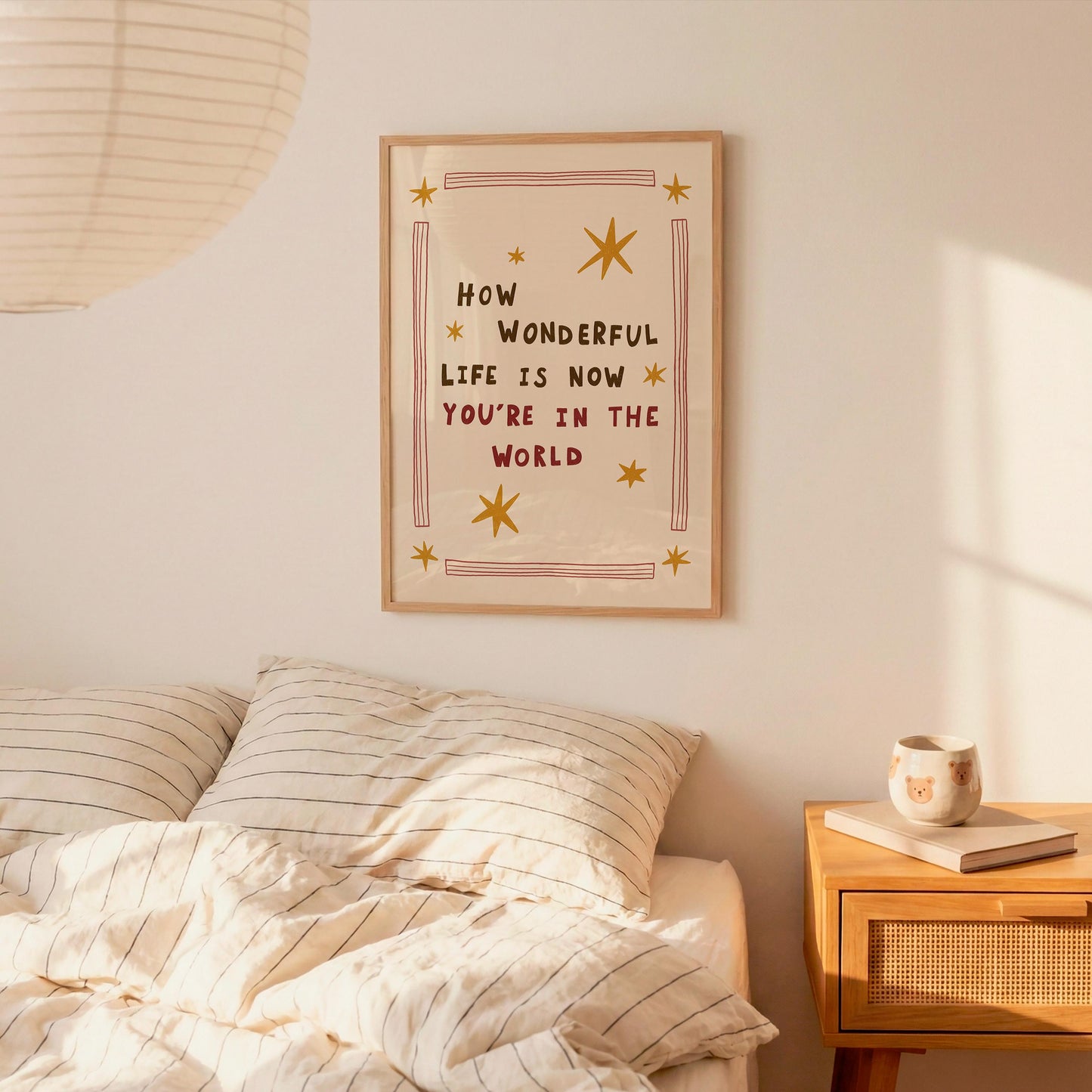 How Wonderful Life Is Now You’re in the World Print, Nursery Wall Art, Playroom Decor (MR138)