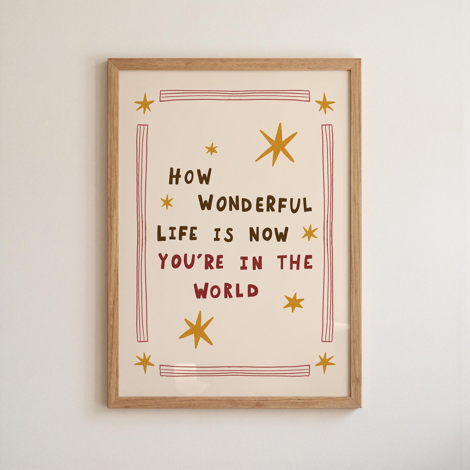 How Wonderful Life Is Now You’re in the World Print, Nursery Wall Art, Playroom Decor (MR138)