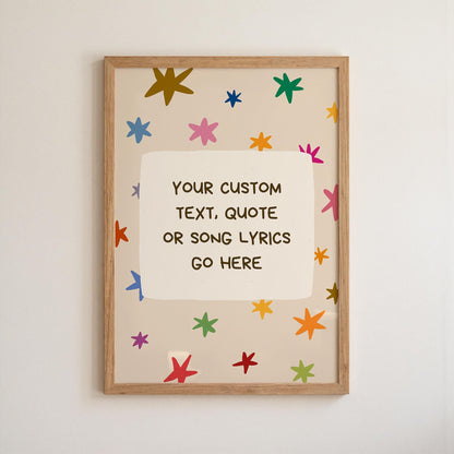 Custom Quote Print, Hand Drawn Colorful  Star Poster, Custom Wall Art, Personalized Text (MR140) — poster 1